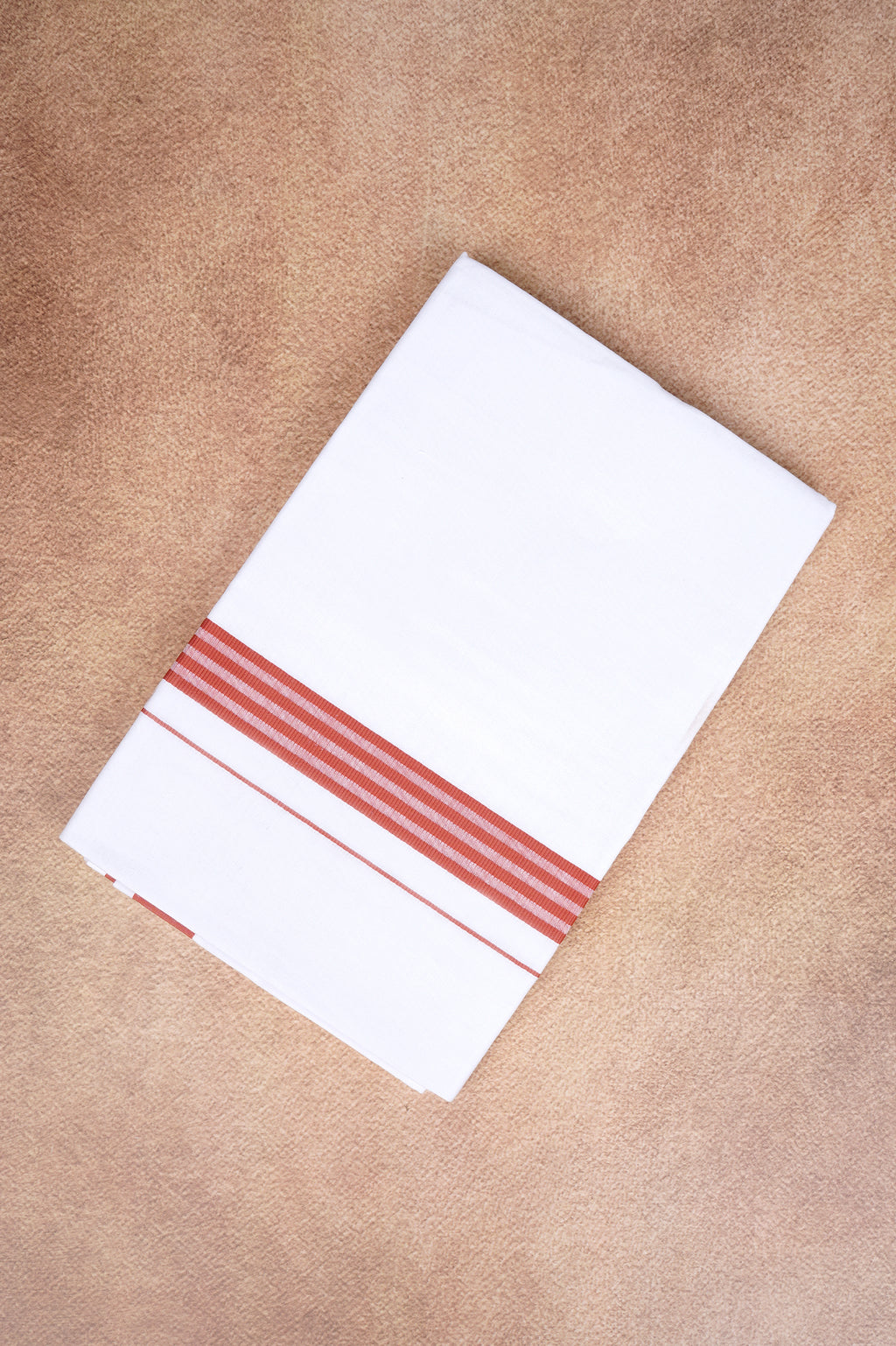 Single Layer White Dhoti with Fancy Border – Salmon – FS-08 RX