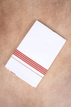 Single Layer White Dhoti with Fancy Border – Salmon – FS-08 RX