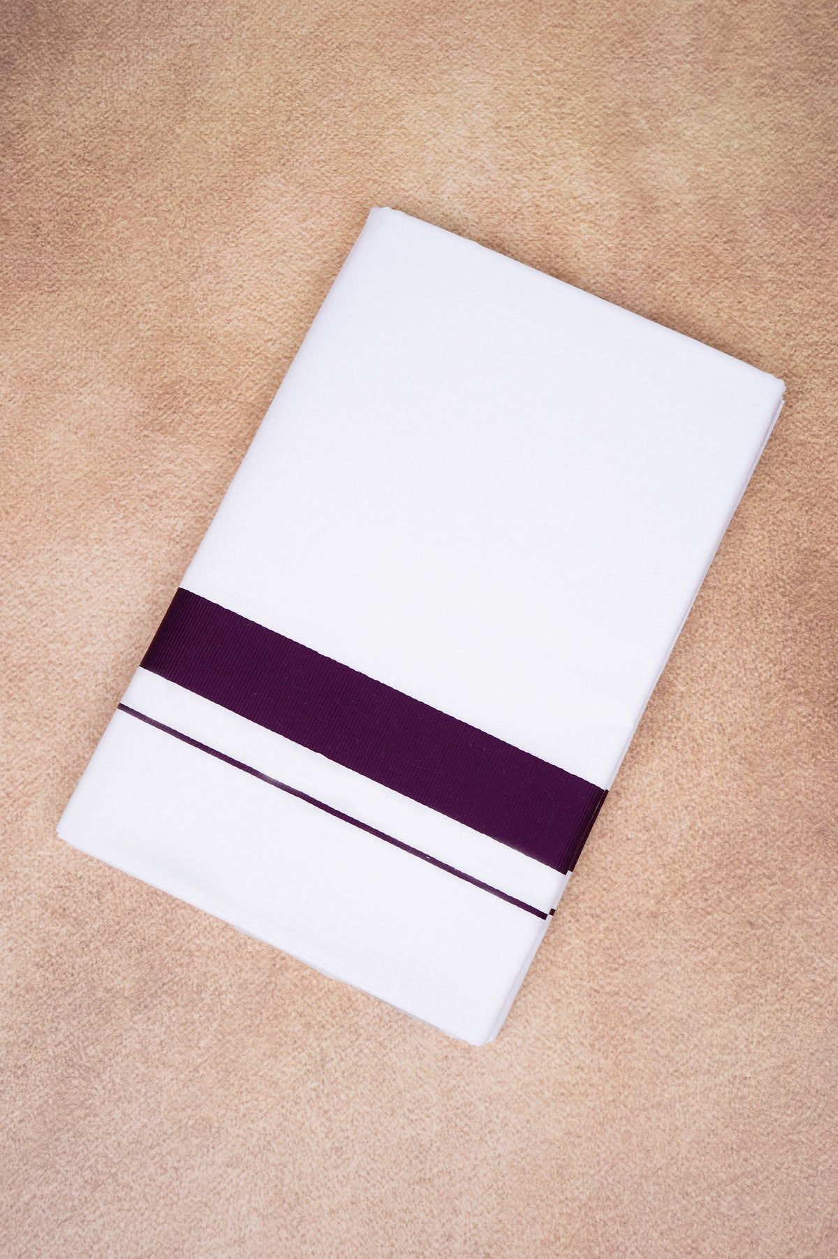 Single Layer White Dhoti with Fancy Border – Violet – FS-09 RX
