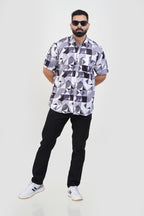 Freeco Print Shirt – Half Sleeve (Monochrome Geometric)