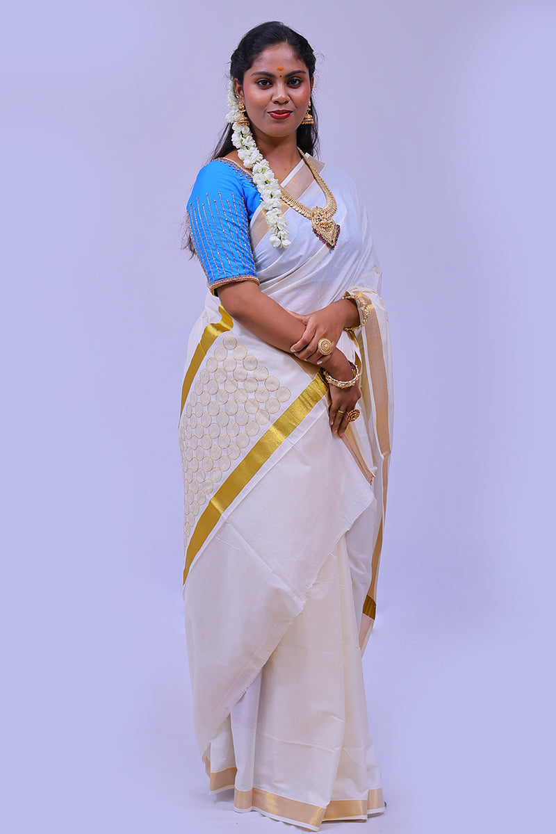 MK-202.2 GOLD KASAVU SAREE 6.25 MTR