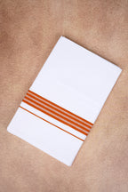 Single Layer White Dhoti with Fancy Border – Orange – FS-08 RX
