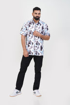 Freeco Print Shirt – Half Sleeve (Ice Blue & Charcoal)