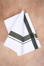 Single Layer White Dhoti with Fancy Border – Peacock Green – FS-08 RX
