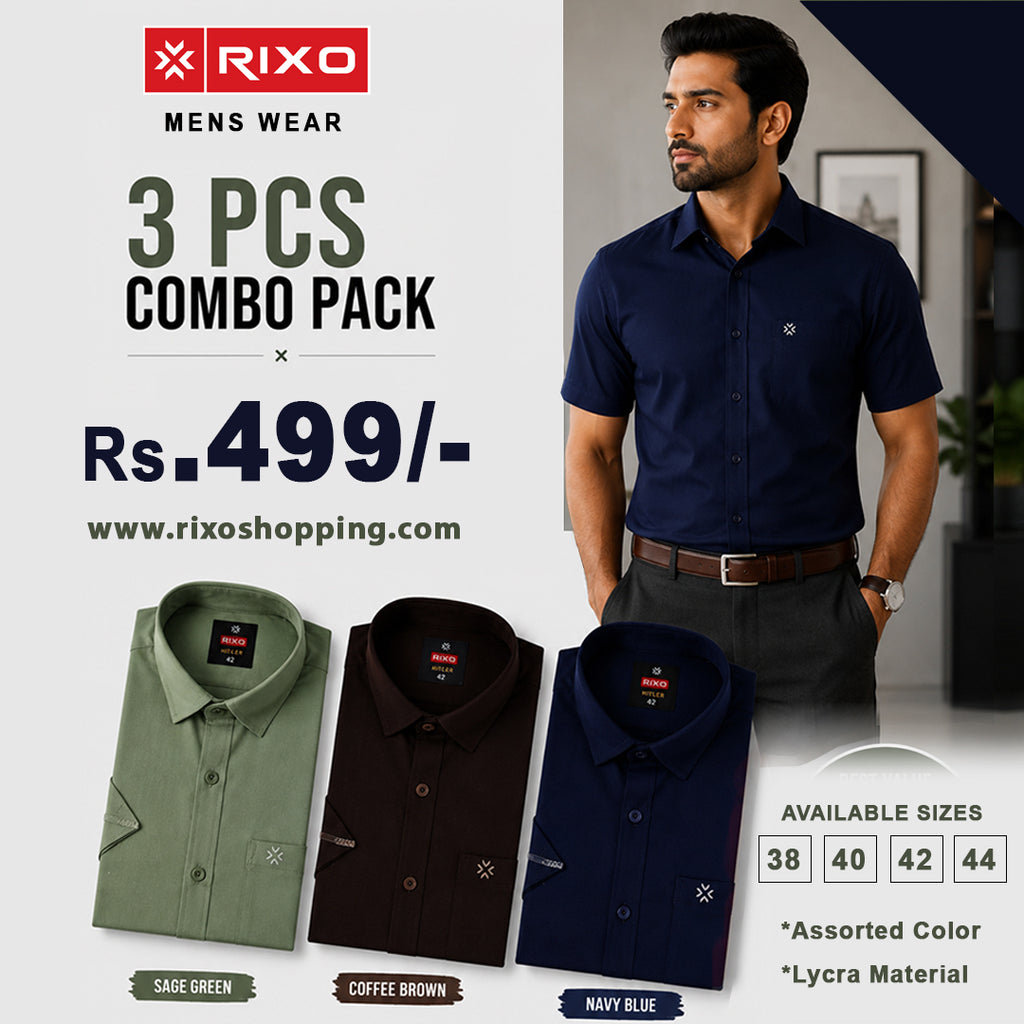 Hitler Men's 3 Pcs Combo Half Sleeve Lycra Shirts