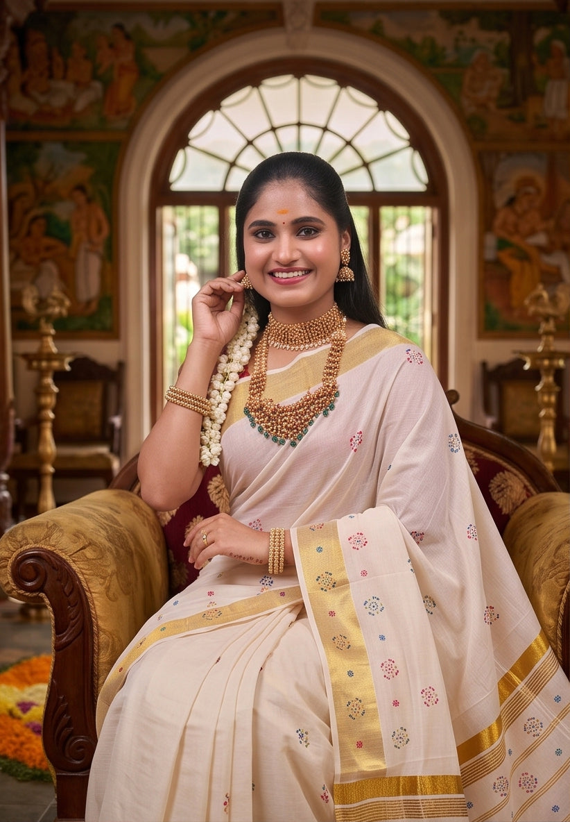 KS-1488 GOLD KASAVU SAREE 6.25 MTR