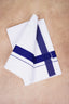 Single Layer White Dhoti with Fancy Border – Dark Blue – FS-09 RX