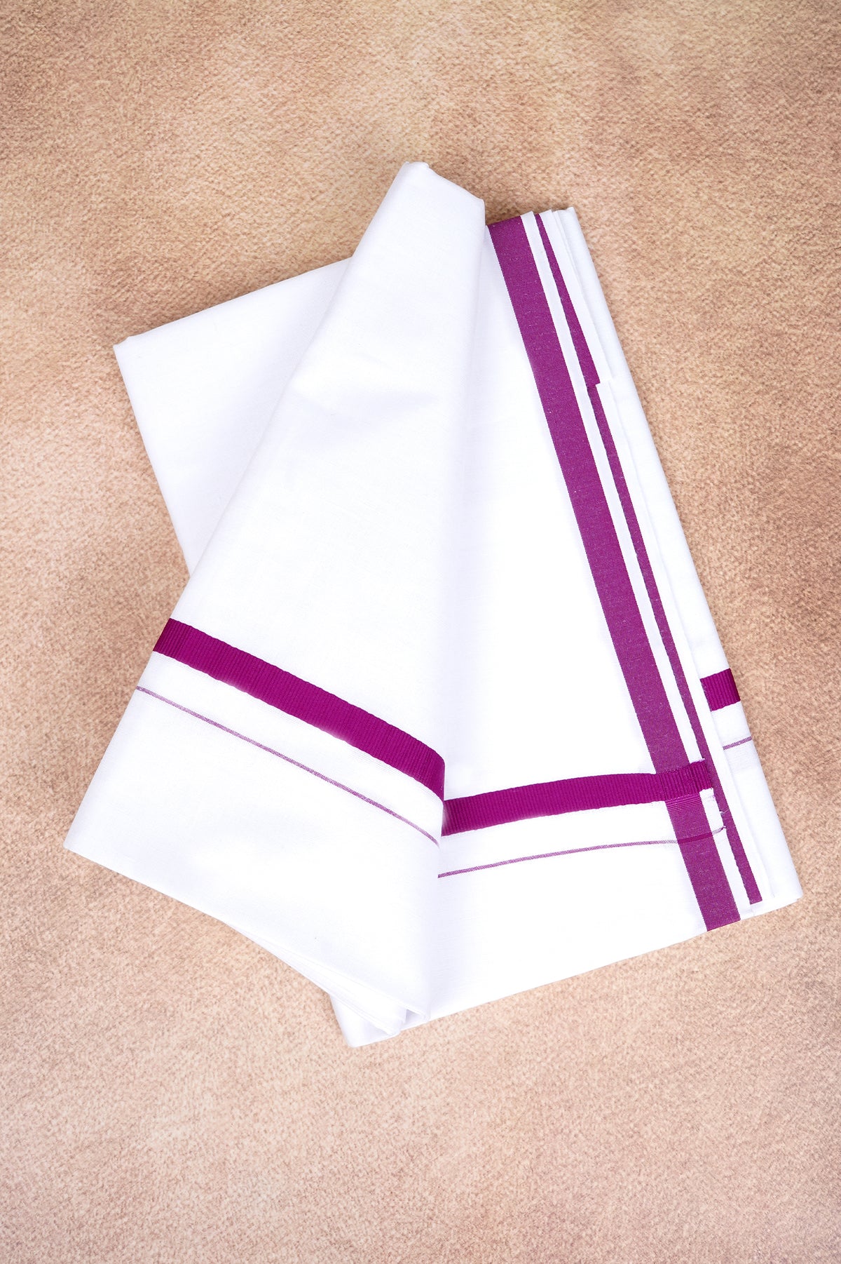 Single Layer White Dhoti – Magenta – HS-01 RX