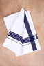 Single Layer White Dhoti with Fancy Border – Dark Blue – FS-08 RX