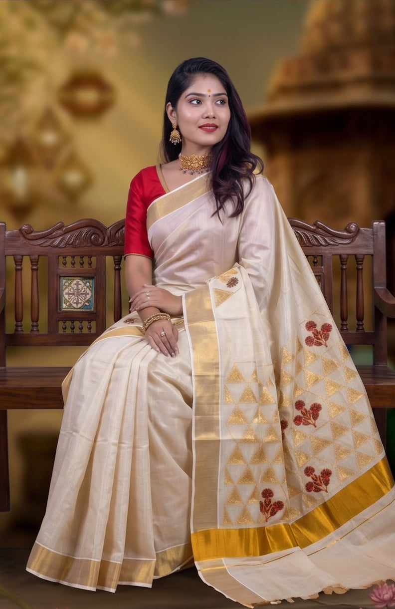 KS-1303 GOLD TISSUE SAREE 6.25 MTR