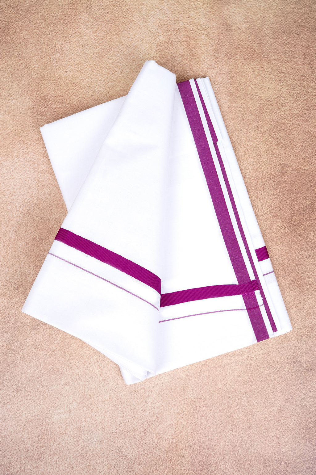 Single Layer White Dhoti – Magenta – HS-07 RX