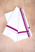 Single Layer White Dhoti – Magenta – HS-07 RX