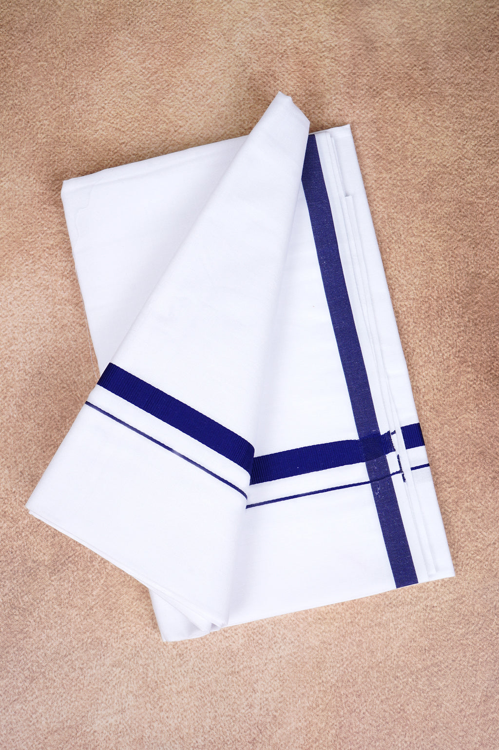 Single Layer White Dhoti – Dark Blue – HS-01 RX