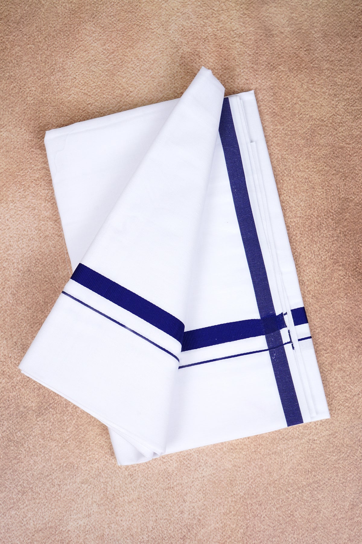 Single Layer White Dhoti – Dark Blue – HS-01 RX