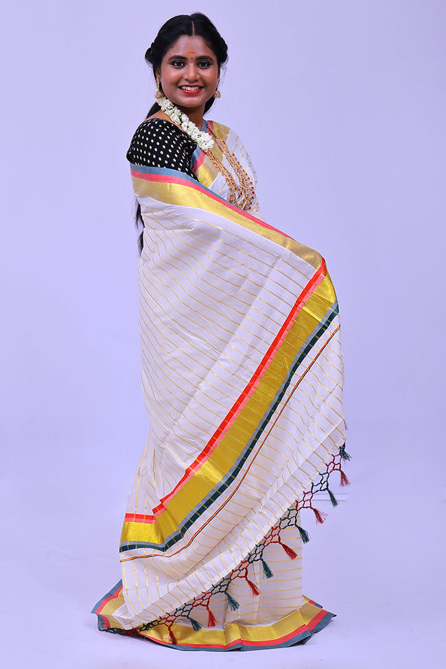 MK-2933.1 GOLD KASAVU SAREE 6.25 MTR Main Image