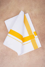 Single Layer White Dhoti with Fancy Border – Yellow – FS-09 RX