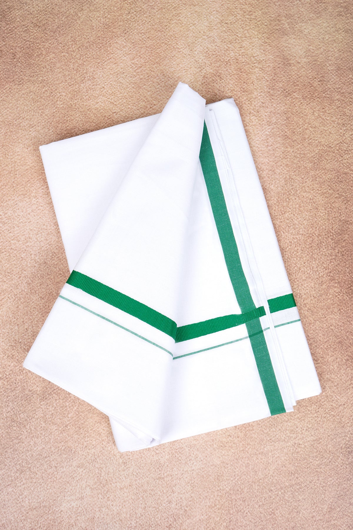 Single Layer White Dhoti – Forest Green – HS-07 RX