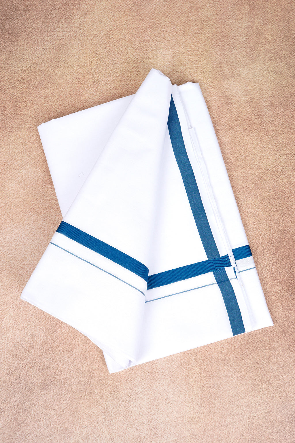 Single Layer White Dhoti – Peacock Blue – HS-07 RX