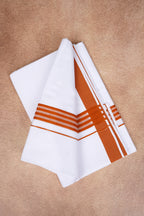 Single Layer White Dhoti with Fancy Border – Orange – FS-08 RX