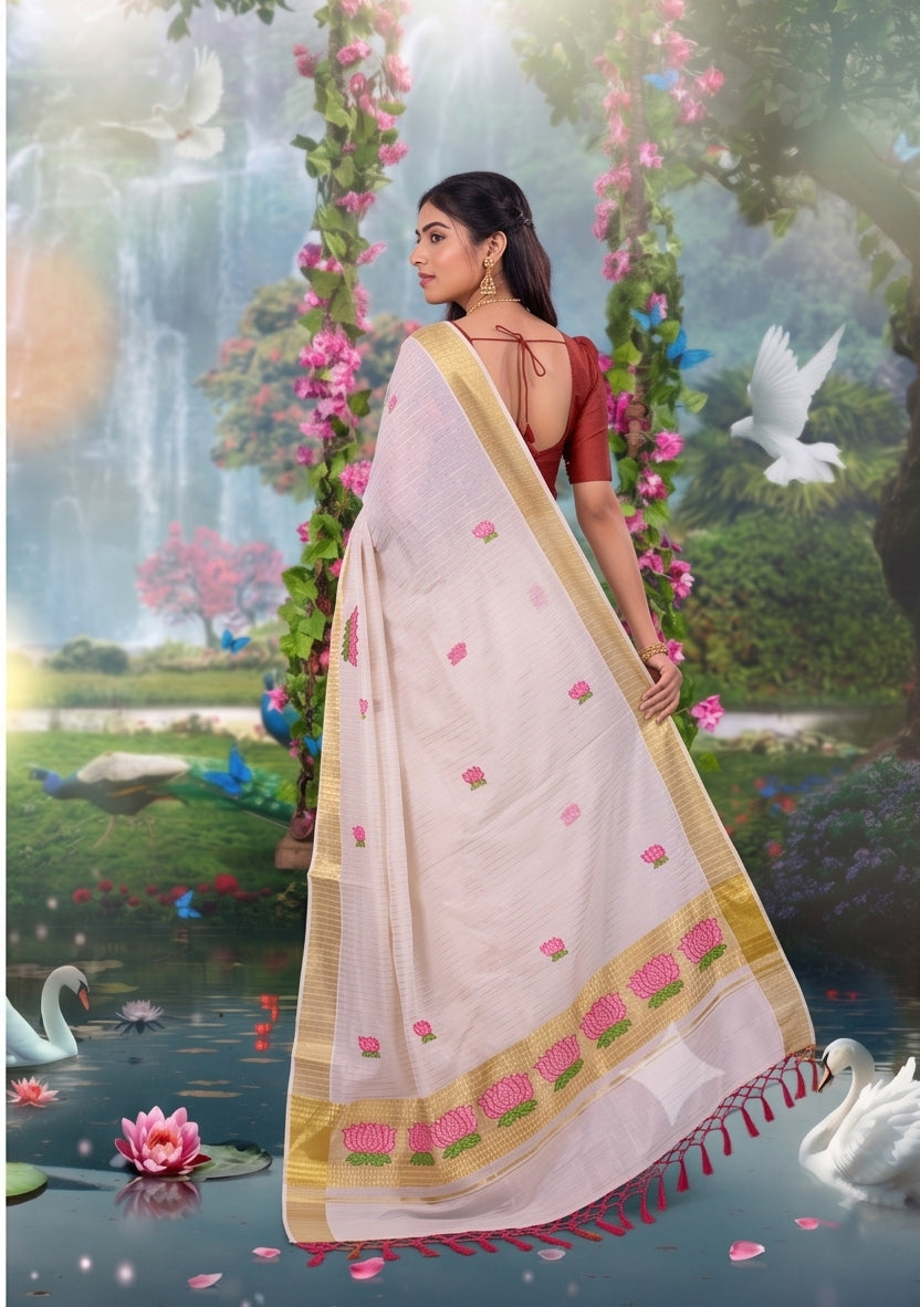 KS-1511 GOLD KASAVU SAREE 6.25 MTR