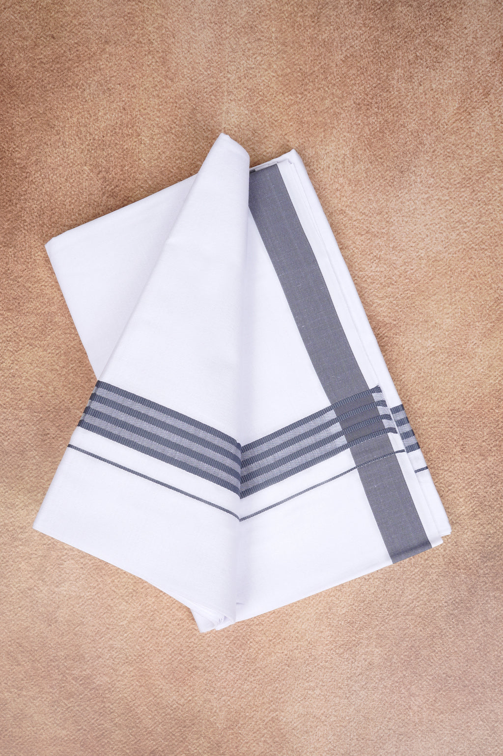 Single Layer White Dhoti with Fancy Border – Gray – FS-08 RX