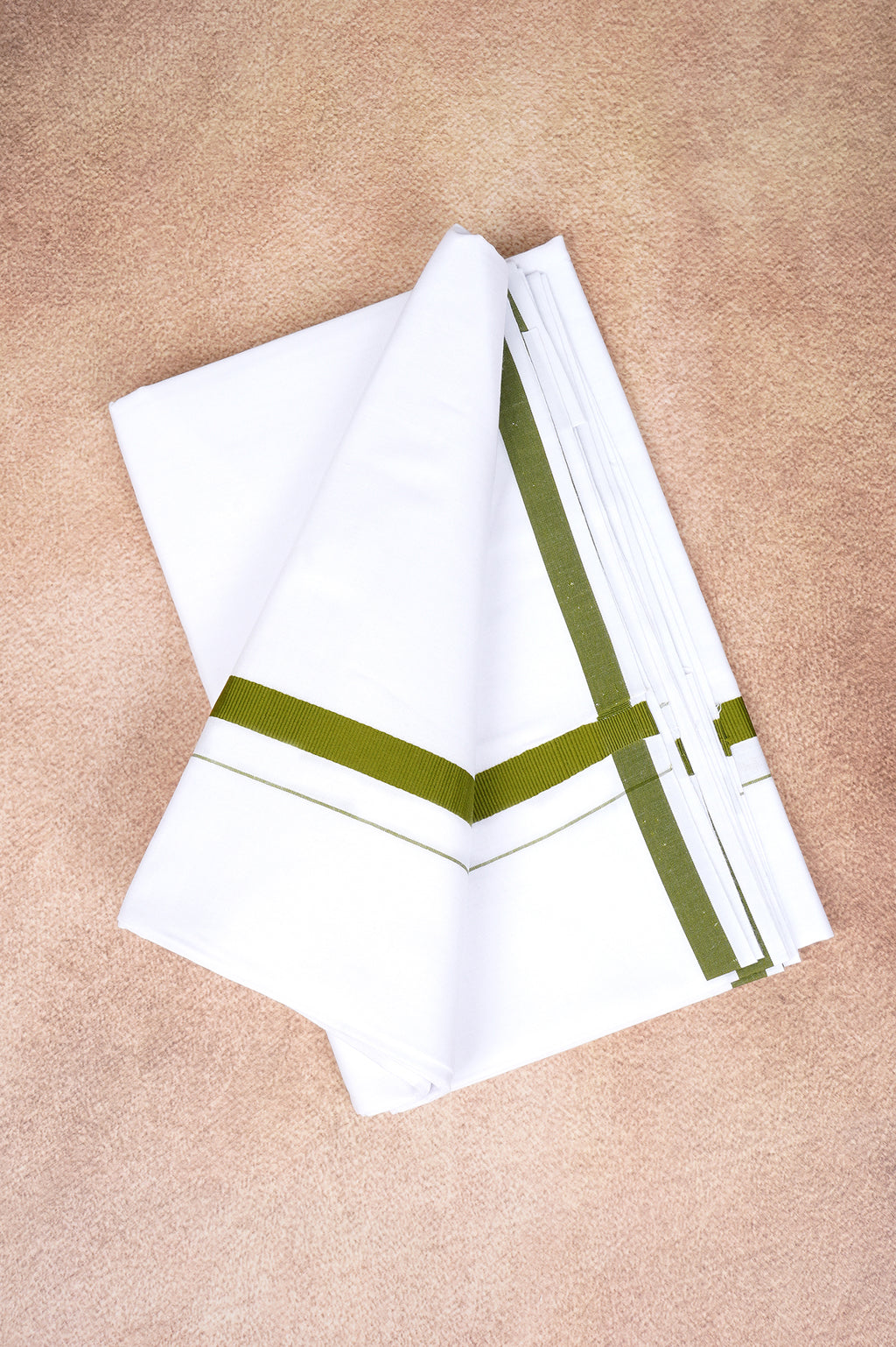 Single Layer White Dhoti – Olive Green – HS-07 RX