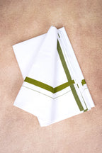 Single Layer White Dhoti – Olive Green – HS-07 RX