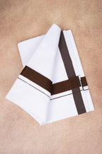 Single Layer White Dhoti with Fancy Border – Brown – FS-09 RX