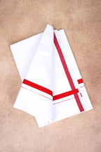 Single Layer White Dhoti – Red – HS-01 RX