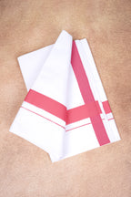 Single Layer White Dhoti with Fancy Border – Salmon – FS-09 RX