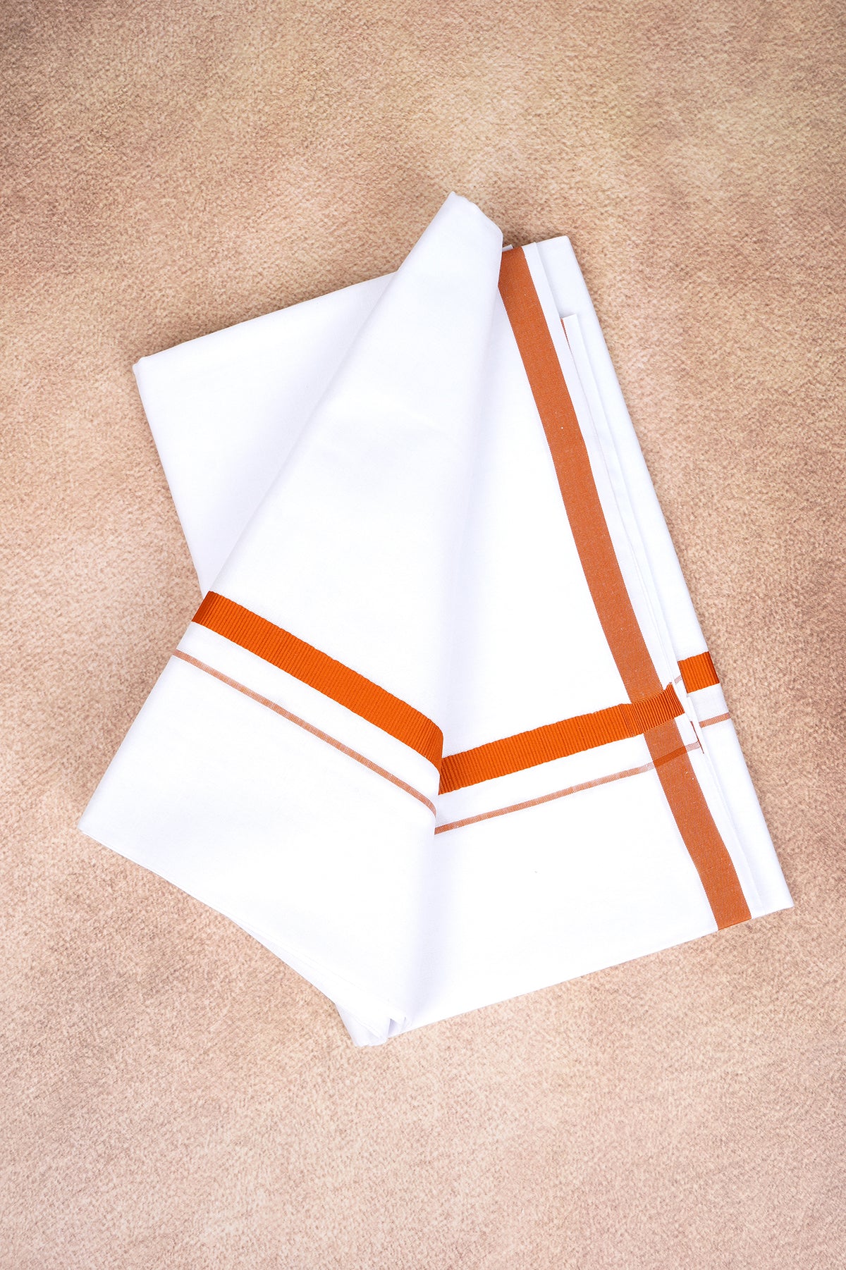 Single Layer White Dhoti – Orange – HS-07 RX