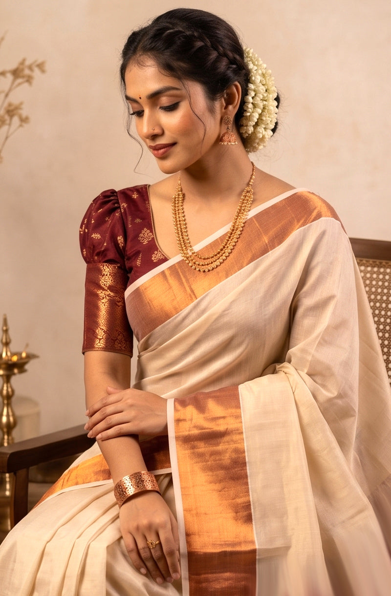 KS-1375 COPPER TISSUE SAREE 6.25 MTR