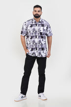 Freeco Print Shirt – Half Sleeve (Monochrome Geometric)