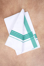 Single Layer White Dhoti with Fancy Border – Sea Green – FS-08 RX