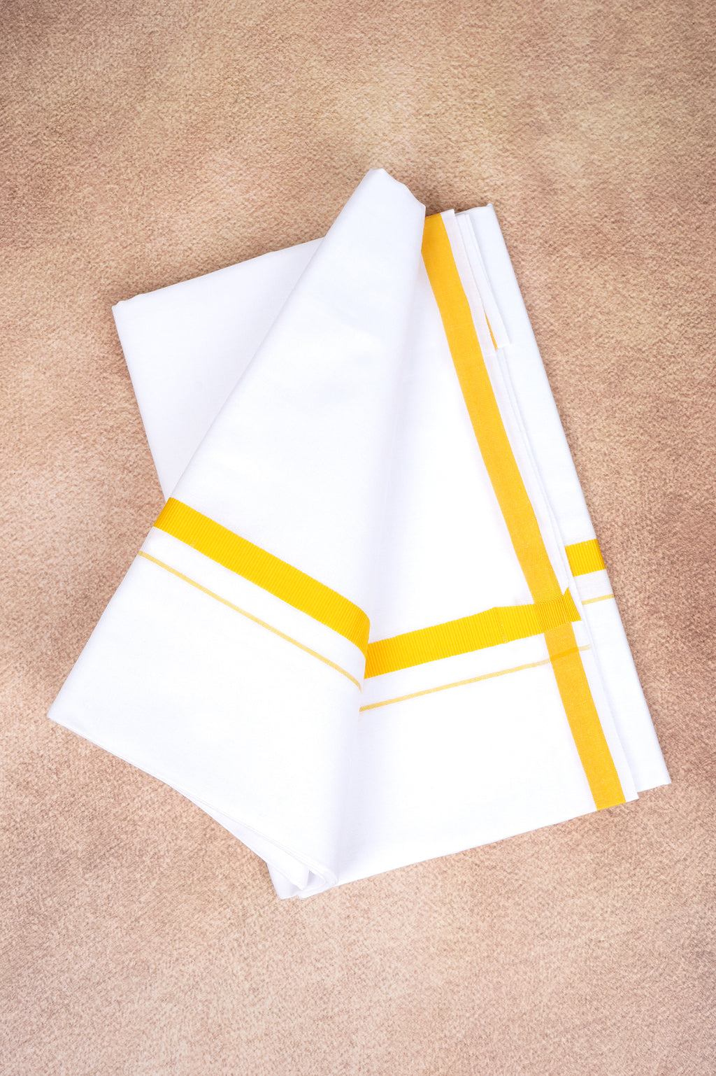 Single Layer White Dhoti – Yellow – HS-01 RX