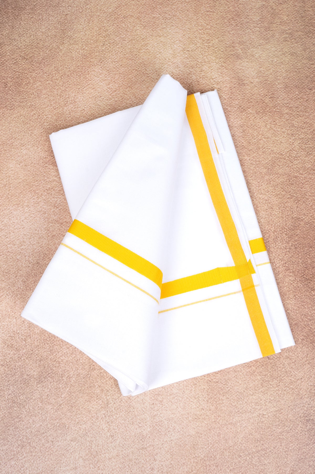 Single Layer White Dhoti – Yellow – HS-01 RX