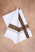 Single Layer White Dhoti with Fancy Border – Brown – FS-08 RX