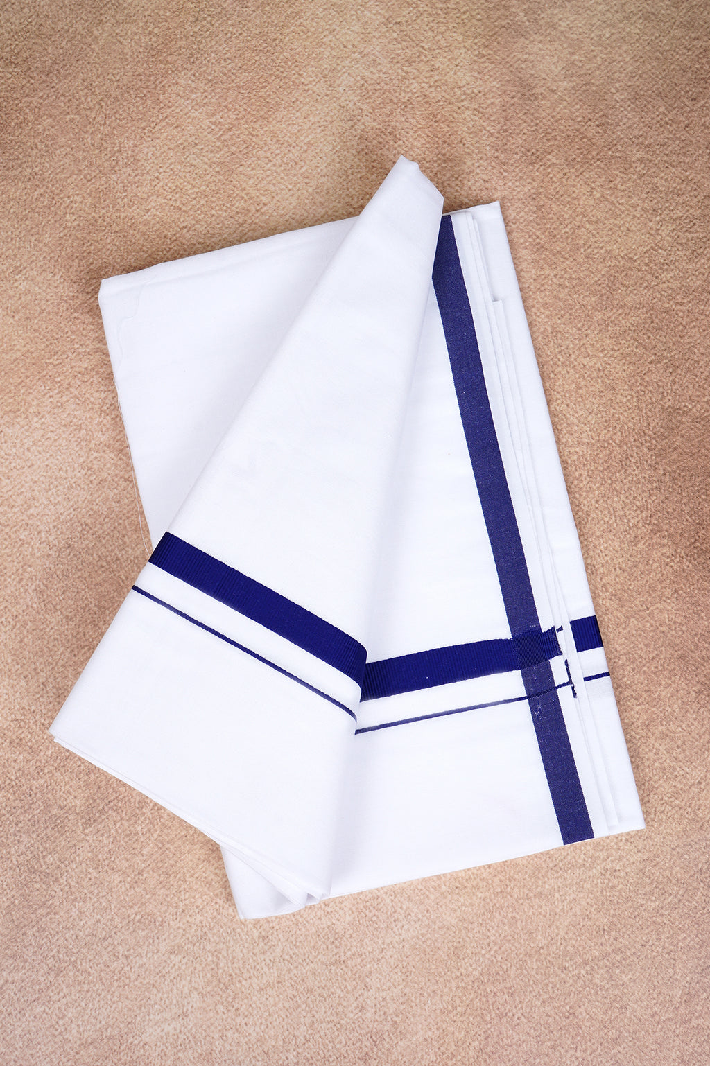 Single Layer White Dhoti – Dark Blue – HS-07 RX