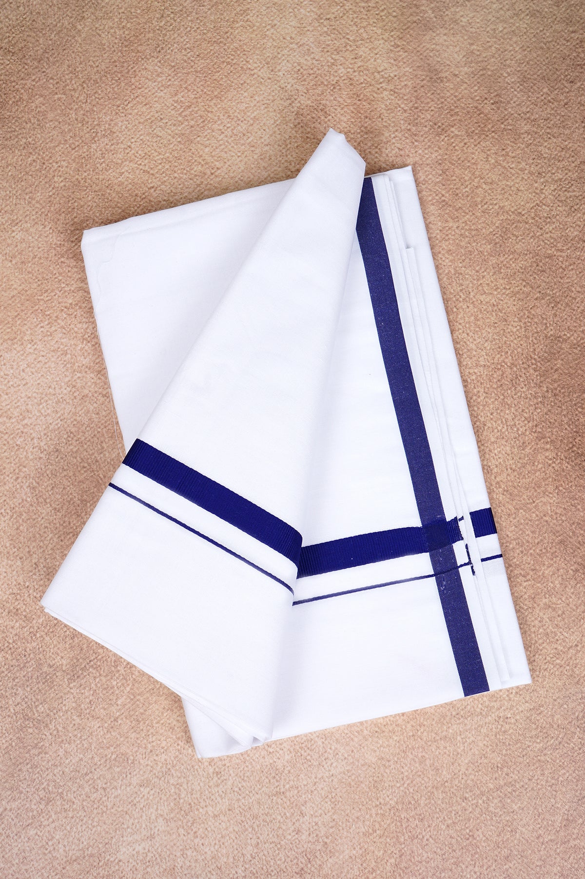 Single Layer White Dhoti – Dark Blue – HS-07 RX