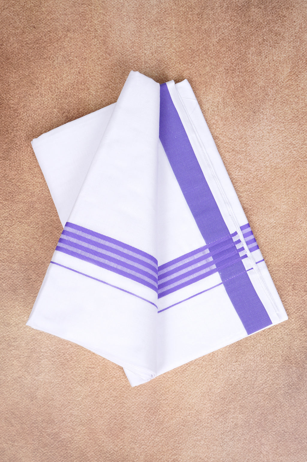 Single Layer White Dhoti with Fancy Border – Lavender – FS-08 RX