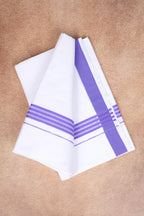 Single Layer White Dhoti with Fancy Border – Lavender – FS-08 RX
