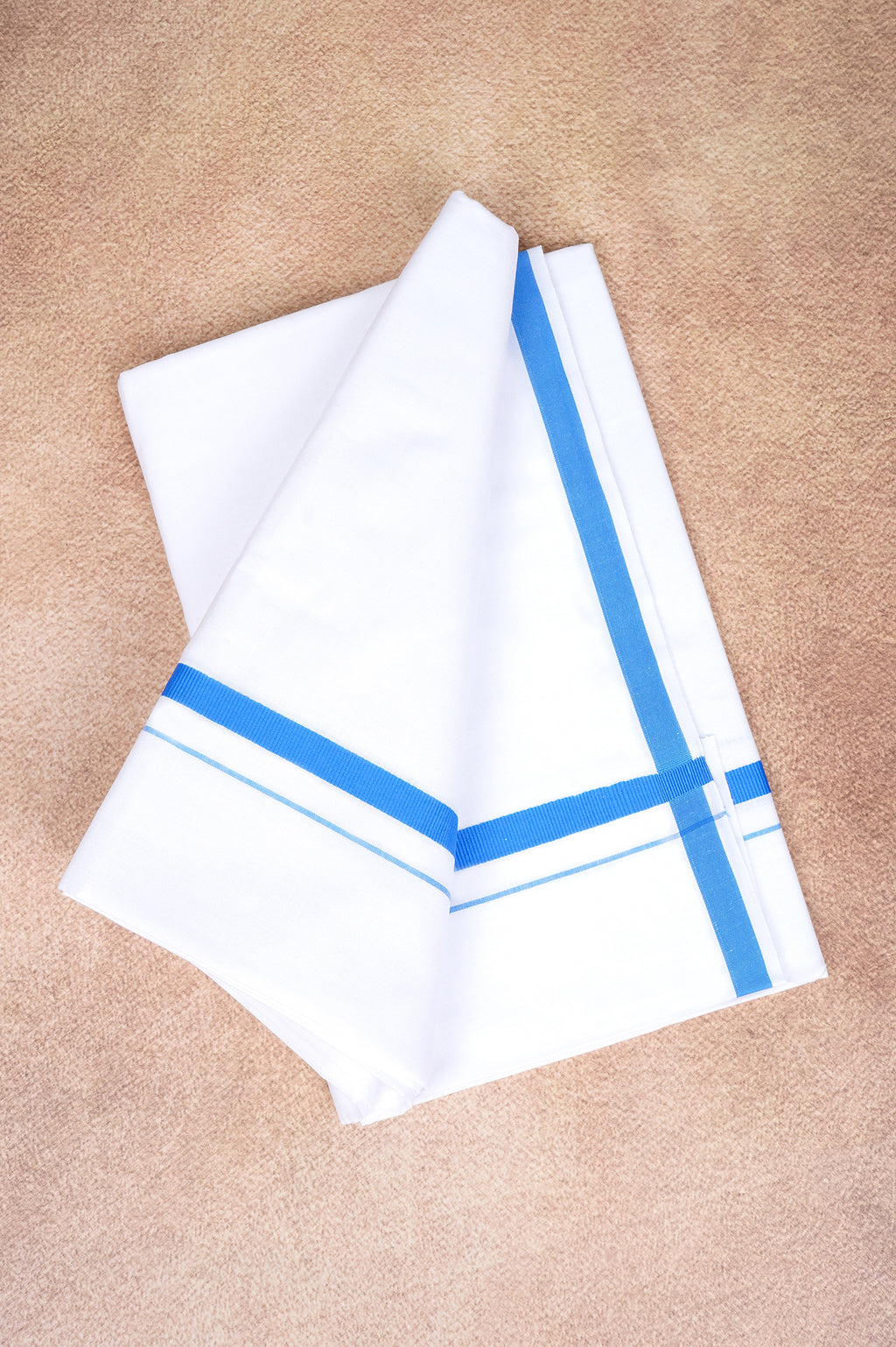 Single Layer White Dhoti – Royal Blue – HS-07 RX