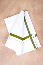 Single Layer White Dhoti – Olive Green – HS-01 RX