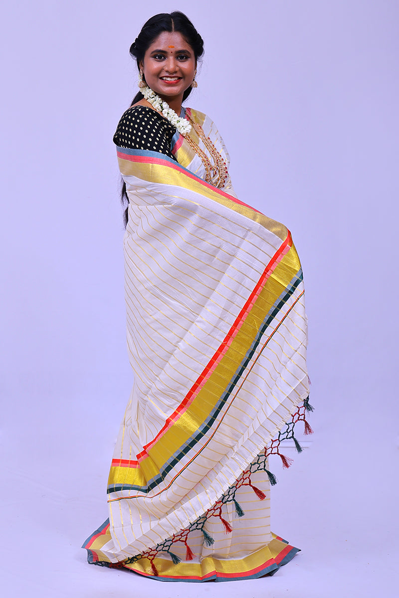 MK-2933.1 GOLD KASAVU SAREE 6.25 MTR