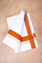 Single Layer White Dhoti with Fancy Border – Orange – FS-09 RX