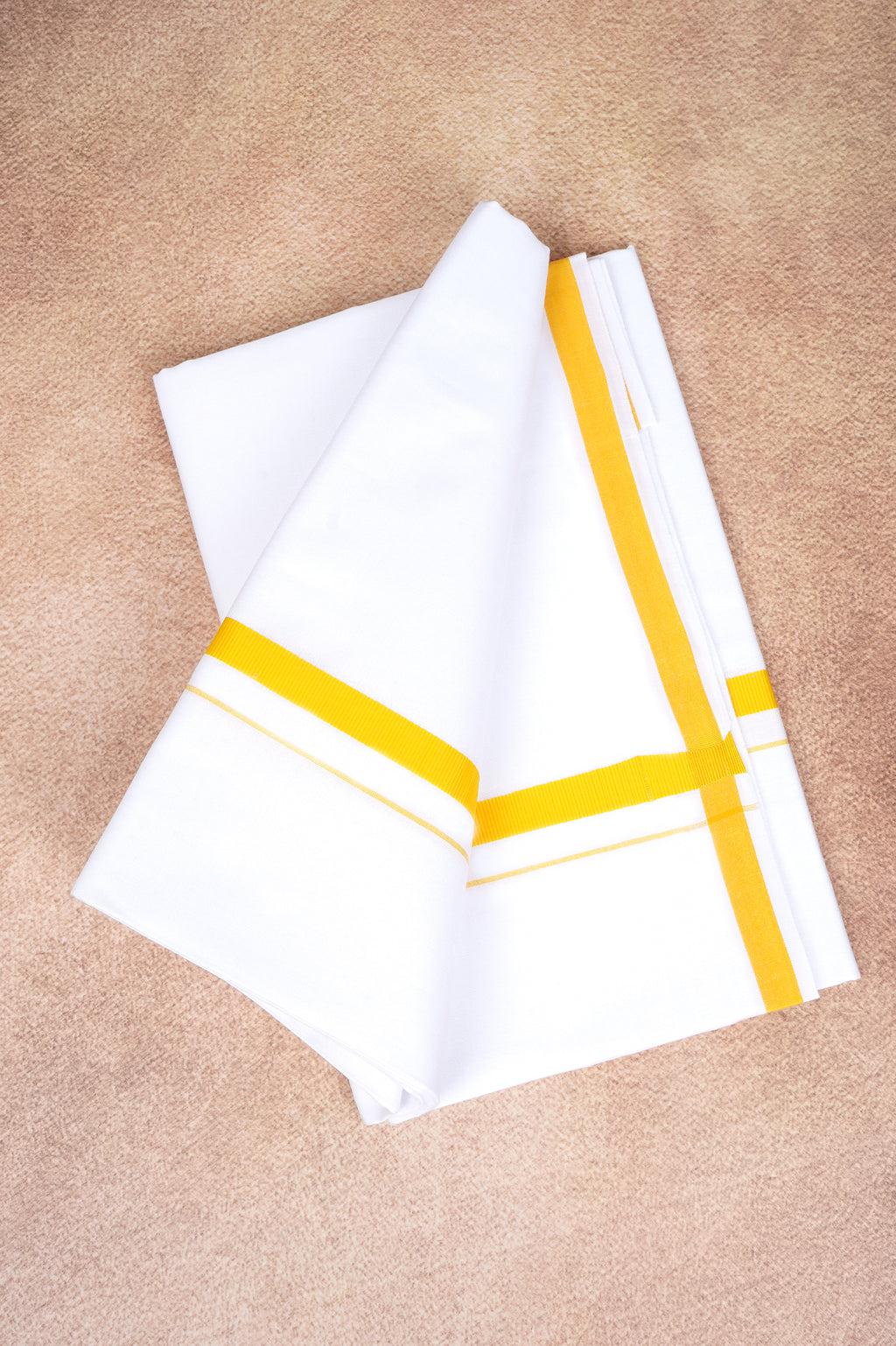 Single Layer White Dhoti – Yellow – HS-07 RX