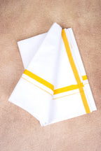 Single Layer White Dhoti – Yellow – HS-07 RX