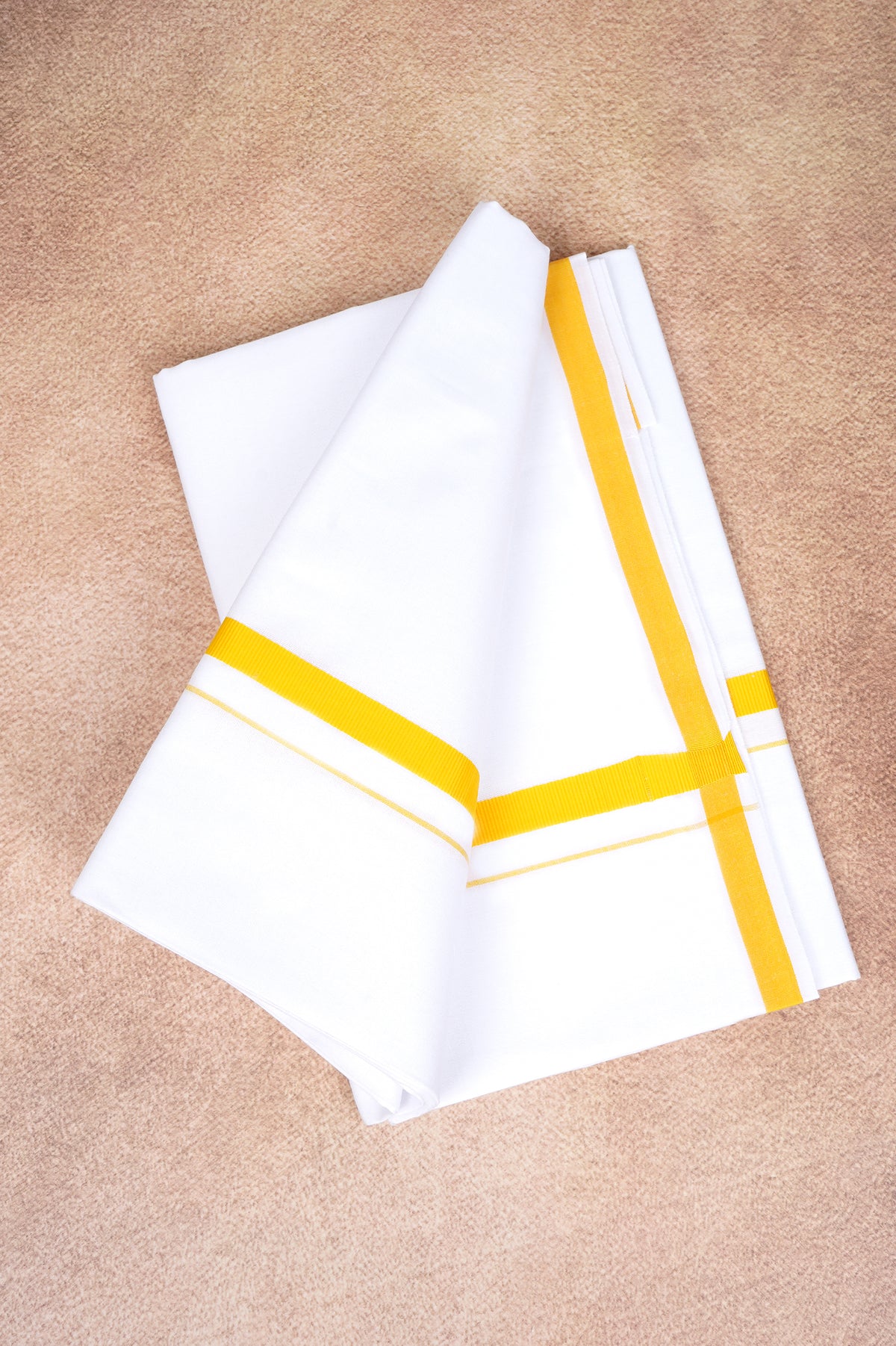 Single Layer White Dhoti – Yellow – HS-07 RX