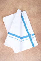 Single Layer White Dhoti – Sky Blue – HS-07 RX