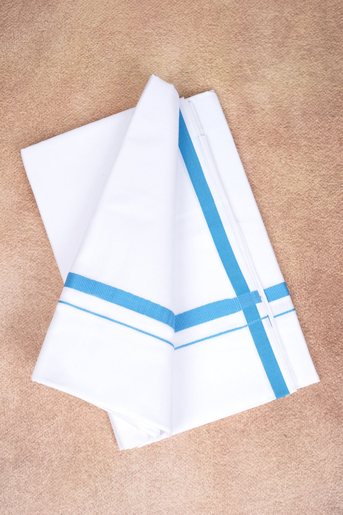 Single Layer White Dhoti – Sky Blue – HS-07 RX